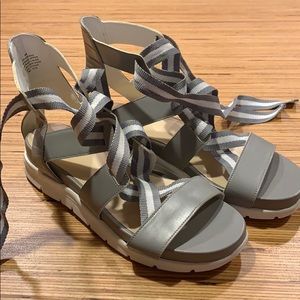 Nine West Grey Lace Up Sandals